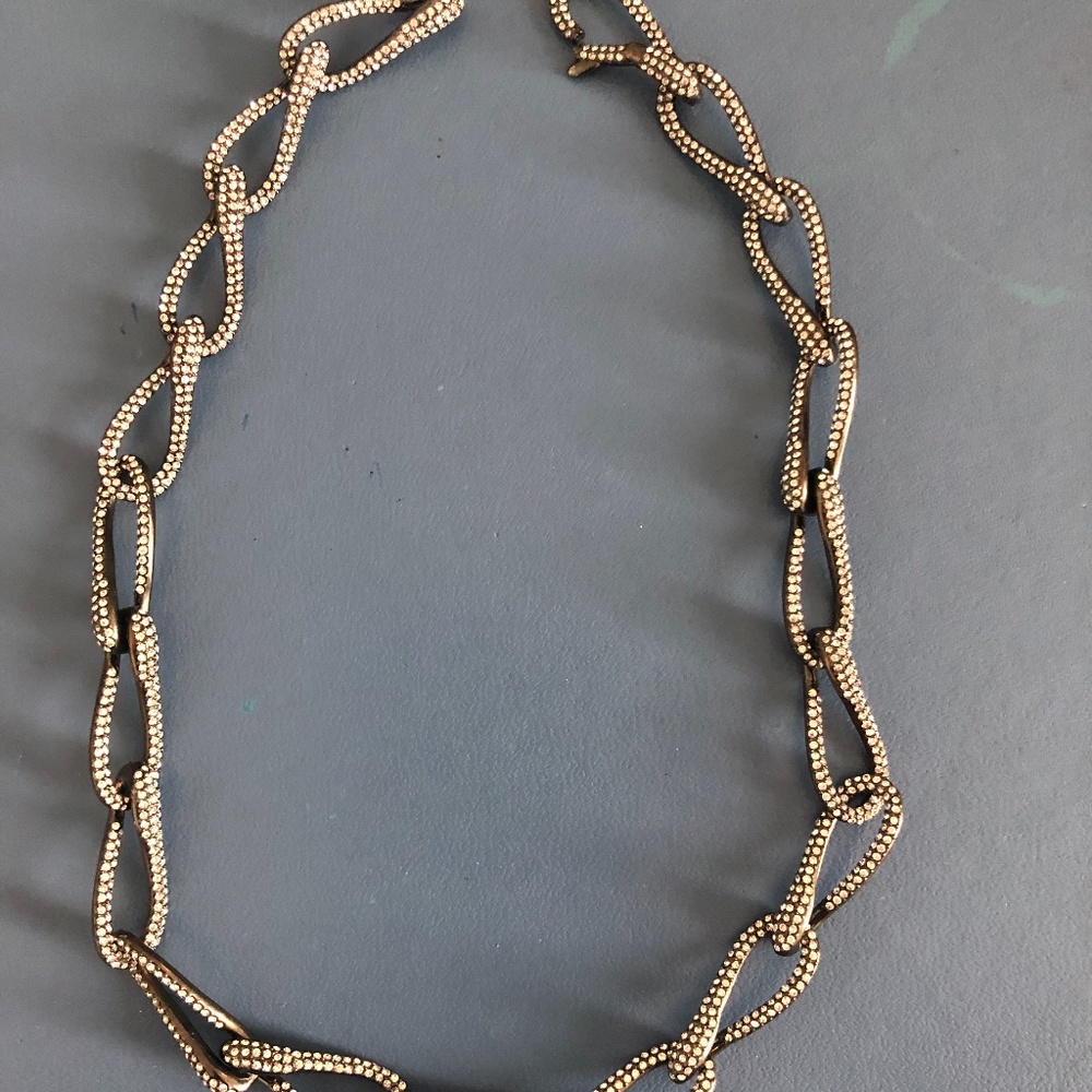 16” twisted oval links crystal collar necklace